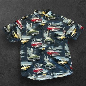 MAGELLAN SPORTSWEAR Blue 100% cotton Button CLASSIC MUSCLE PRINT